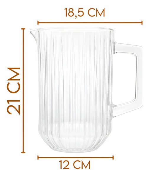 JARRA DE CRISTAL TRANSPARENTE 1,45L WOLFF BANGKOK ELEGANTE PARA SUCOS AGUA E BEBIDAS DECORATIVA PARA SERVIR R.00105