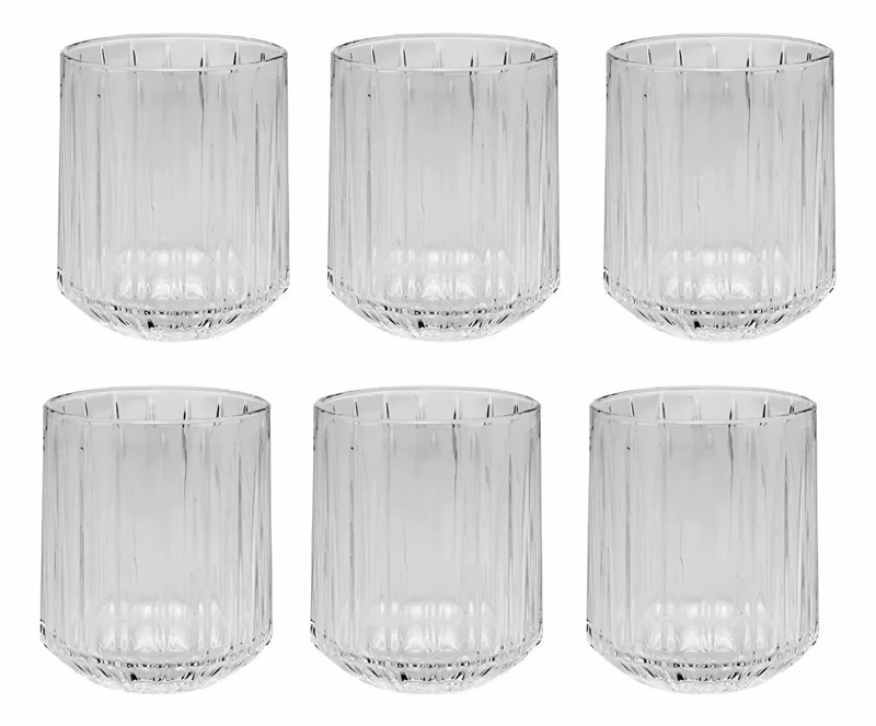 CONJUNTO JOGO 7 PECAS JARRA COM 6 COPOS DE CRISTAL BANGKOK 1,45L/300ML WOLFF PARA AGUA SUCO BEBIDAS DESIGN ELEGANTE TRANSPARENTE R.00106