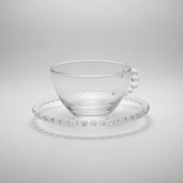 JOGO CONJUNTO 4 XICARAS CHA COM PIRES WOLFF CRISTAL 180ML 27900 TRANSPARENTE ELEGANTE PARA SERVIR CHA OU INFUSAO DECORACAO DE MESA REQUINTADA R.00984