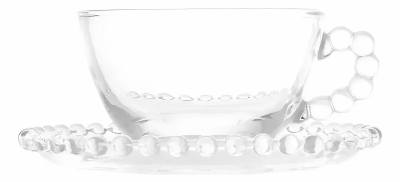 JOGO CONJUNTO 4 XICARAS CHA COM PIRES WOLFF CRISTAL 180ML 27900 TRANSPARENTE ELEGANTE PARA SERVIR CHA OU INFUSAO DECORACAO DE MESA REQUINTADA R.00984