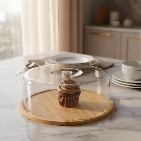 BOLEIRA DE BAMBU COM TAMPA 28X28X9,5CM D1491 R.01249