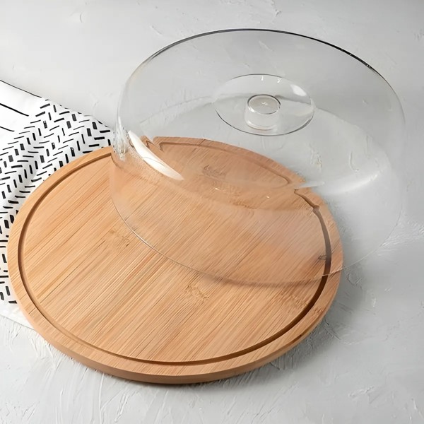 BOLEIRA DE BAMBU COM TAMPA 28X28X9,5CM D1491 R.01249