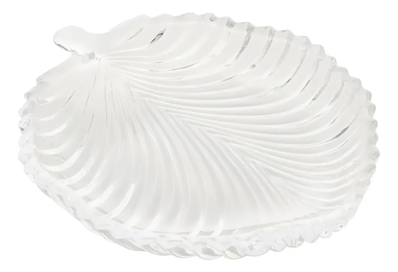 PETISQUEIRA TRAVESSA PRATO BANDEJA FOLHA DECORATIVA DE CRISTAL 20,5X17X2,5 LEAF LYOR 7242 R.00010