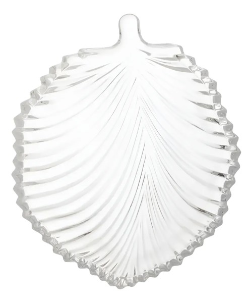 PETISQUEIRA TRAVESSA PRATO BANDEJA FOLHA DECORATIVA DE CRISTAL 20,5X17X2,5 LEAF LYOR 7242 R.00010