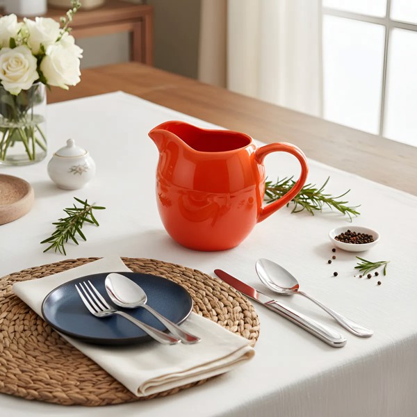 CREMEIRA MOLHEIRA JARRA 12,5X8X9 DE CERAMICA RETRO LARANJA WOLFF 28882 R.00030