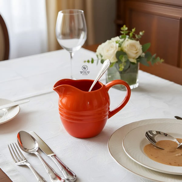 CREMEIRA MOLHEIRA JARRA 12,5X8X9 DE CERAMICA RETRO LARANJA WOLFF 28882 R.00030