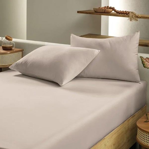 LENCOL COM ELASTICO QUEEN MALHA 100% ALGODAO BASICA 1,58MX1,98MX40CM BEGE MOCHA R.02466