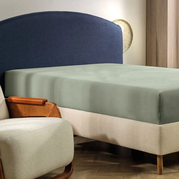 LENCOL COM ELASTICO QUEEN MALHA 100% ALGODAO BASICA 1,58MX1,98MX40CM VERDE BOND R.02465