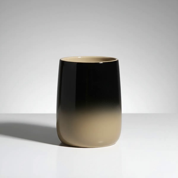 KIT CONJUNTO PARA BANHEIRO CERAMICA PRETO BEGE DEGRADE COM DISPENSER SABONETE LIQUIDO E COPO PORTA ESCOVA ORGANIZADOR DECORATIVO MODERNO ACABAMENTO DEGRADE TEXTURA LISA DESIGN SOFISTICADO R.01887