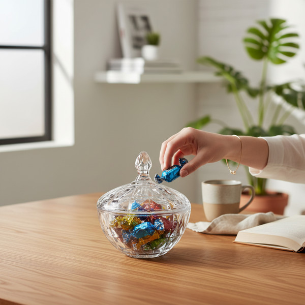 POTICHE DE CRISTAL 18X16,5 DIAMONDS DAGIA DM604-1 R.00006