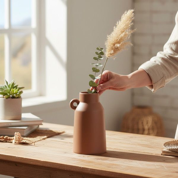 VASO EM CERAMICA 25X16X14 MILK MARROM MART 13996 R.00049