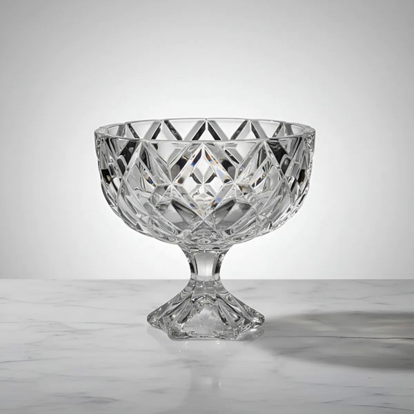 BOMBONIERE COMPOTEIRA FRUTEIRA CENTRO DE MESA BALEIRO PORTA BOMBONS POTICHE DE CRISTAL COM PÉ 13X13X16 CLEAR DAGIA YJ70811 R.00007