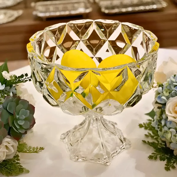BOMBONIERE COMPOTEIRA FRUTEIRA CENTRO DE MESA BALEIRO PORTA BOMBONS POTICHE DE CRISTAL COM PÉ 13X13X16 CLEAR DAGIA YJ70811 R.00007