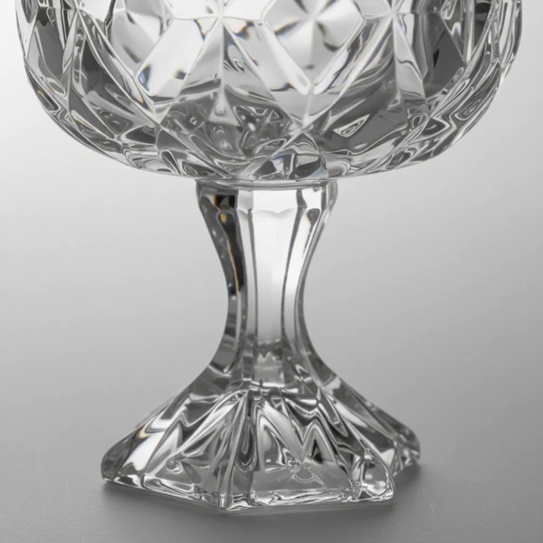 BOMBONIERE COMPOTEIRA FRUTEIRA CENTRO DE MESA BALEIRO PORTA BOMBONS POTICHE DE CRISTAL COM PÉ 13X13X16 CLEAR DAGIA YJ70811 R.00007