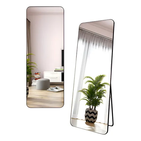 ESPELHO DE CHAO RETANGULAR PRETO ALUMINIO E VIDRO 150X40X2,8CM R.02538