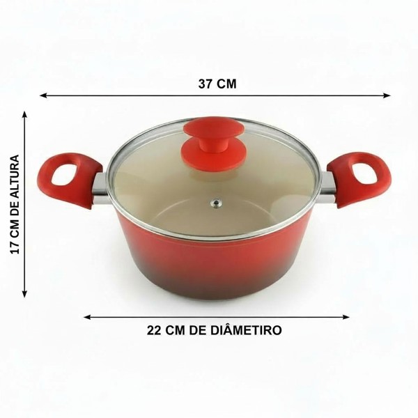 CACAROLA PANELA VERMELHA CERAMIC 22CM 4,5MM CLASS 1092 R.00003
