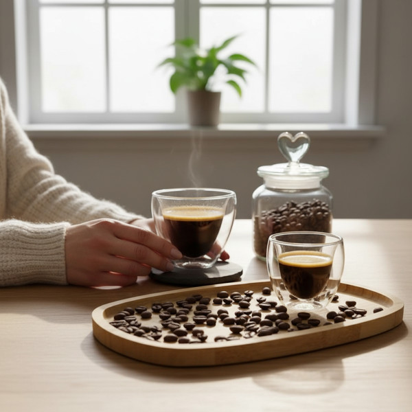 CJ 2 COPOS P/CAFE DUPLA PAREDE DE VIDRO BOROSSILICATO MODERN 80ML R.01229