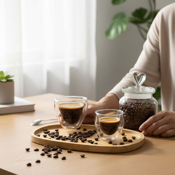 CJ 2 COPOS P/CAFE DUPLA PAREDE DE VIDRO BOROSSILICATO MODERN 80ML R.01229