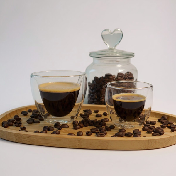 CJ 2 COPOS P/CAFE DUPLA PAREDE DE VIDRO BOROSSILICATO MODERN 80ML R.01229