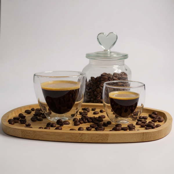 CJ 2 COPOS P/CAFE DUPLA PAREDE DE VIDRO BOROSSILICATO MODERN 80ML R.01229