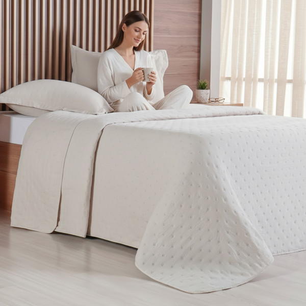 KIT COLCHA COBRE LEITO MIRAGGIO KING 2,60X2,80M AMENDOA R.01347