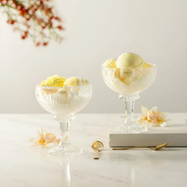 TACA DE SOBREMESA QUEEN 260ML CRISTAL VIDRO COM PE SORVETE DOCE R.02507