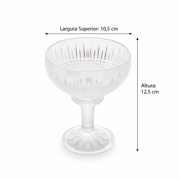 TACA DE SOBREMESA QUEEN 260ML CRISTAL VIDRO COM PE SORVETE DOCE R.02507