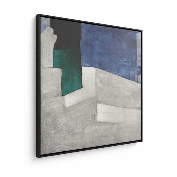 QUADRO DECORATIVO CANVAS TOQUE DE PINTURA C/ MOLDURA (VERDE BRANCO) 80X80X3,5cm FLORARTE R.00664