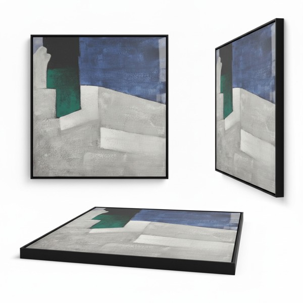 QUADRO DECORATIVO CANVAS TOQUE DE PINTURA C/ MOLDURA (VERDE BRANCO) 80X80X3,5cm FLORARTE R.00664