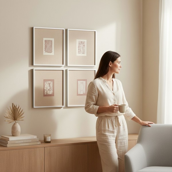 KIT QUADROS EM MDF COM LINHO C/4 PCS MART 15237 R.00519