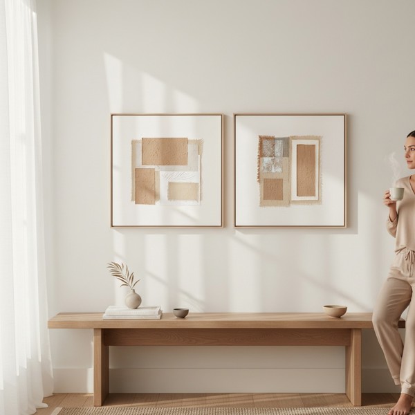 KIT QUADROS EM CANVAS TEXTURIZADO E LINHO C/2 PECAS MART 17353 R.00516