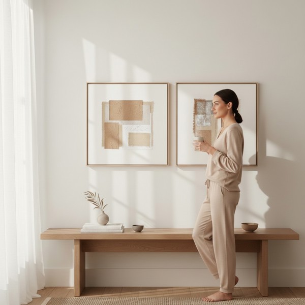 KIT QUADROS EM CANVAS TEXTURIZADO E LINHO C/2 PECAS MART 17353 R.00516