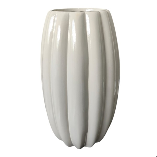 VASO CERAMICA CACAU OFF WHITE GRANDE 25X11X11CM 000318 R.00548