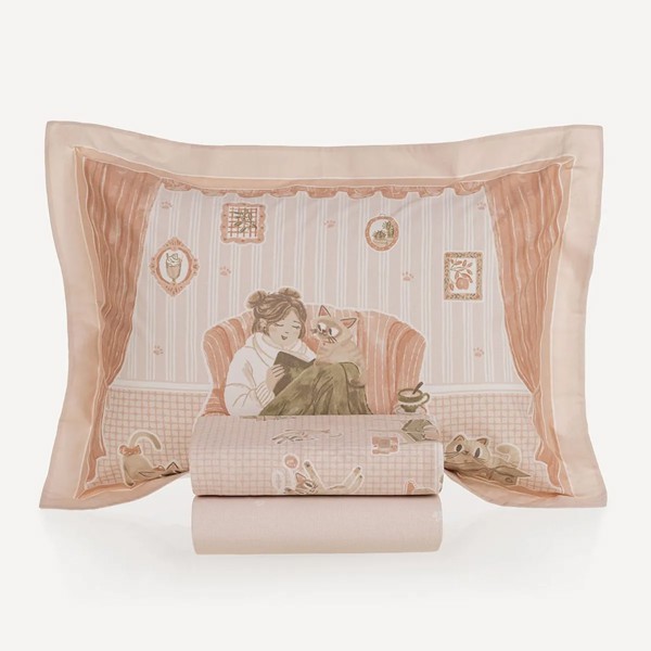 JOGO CAMA GATOS COMPOSICAO 100 ALGODAO E TAMANHO CM 220X250 Q 1604g/m² KARSTEN R.03047