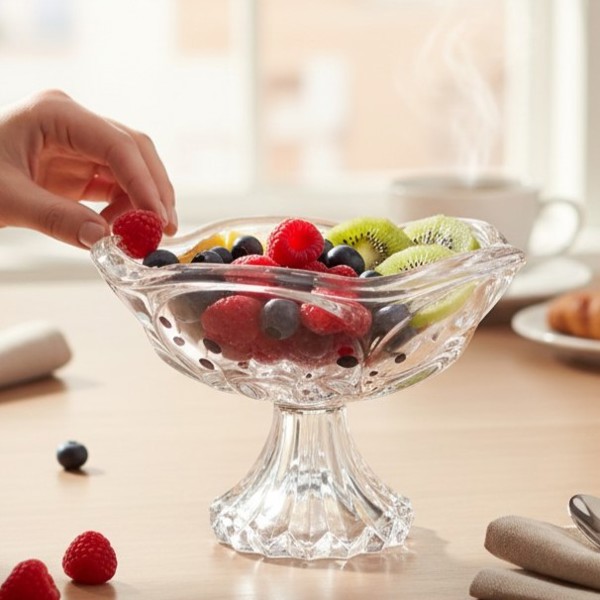 TACA CENTRO DE MESA DECORATIVO DE CRISTAL 24X16CM  AILTON DESIGN R.02984