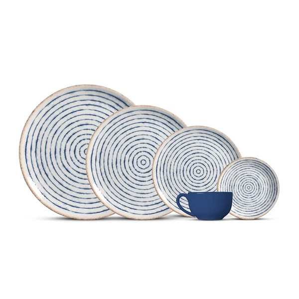 APARELHO DE JANTAR 20 PECAS GRECCO COM XICARAS AZUL NAVY PLUS ALLEANZA R.03024