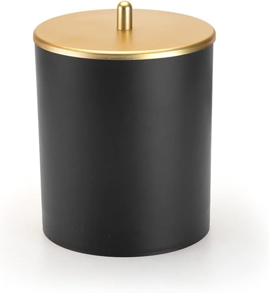 LIXEIRA PRETA COM DOURADO BANHEIRO ESCRITORIO LAVABO COZINHA LUXO COM TAMPA 5 LITROS R.03086