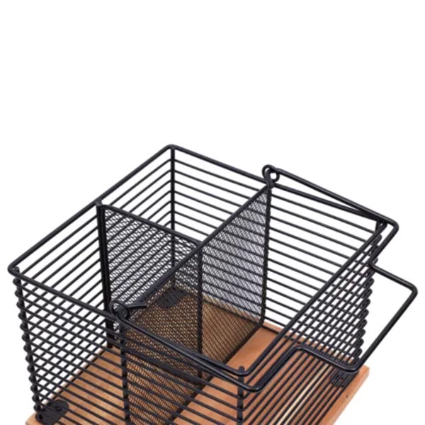PORTA TALHER ACACIA WOOD IRON 18,5X18,5X15CM R.03077