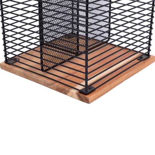 PORTA TALHER ACACIA WOOD IRON 18,5X18,5X15CM R.03077