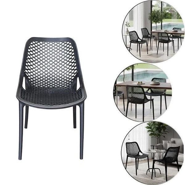 POLTRONA MOSAICO PRETA REFORCADA 150 KG CADEIRA PLASTICA RESISTENTE PARA AREA EXTERNA INTERNA JARDIM E VARANDA DESIGN ERGONOMICO EMPILHAVEL ALTA DURABILIDADE FACIL LIMPEZA R.03091