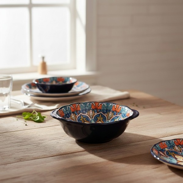TIGELA DECORADA FLOR 11,5X4CM MINI BOWL CERAMICA MOLHEIRA PETISQUEIRA INDIVIDUAL CUMBUCA PEQUENA PORTA TEMPEROS RECIPIENTE PARA SHOYU ORGANIZADOR DECORATIVO MESA POSTA FORMATO FLORAL RESISTENTE R.0310 ...