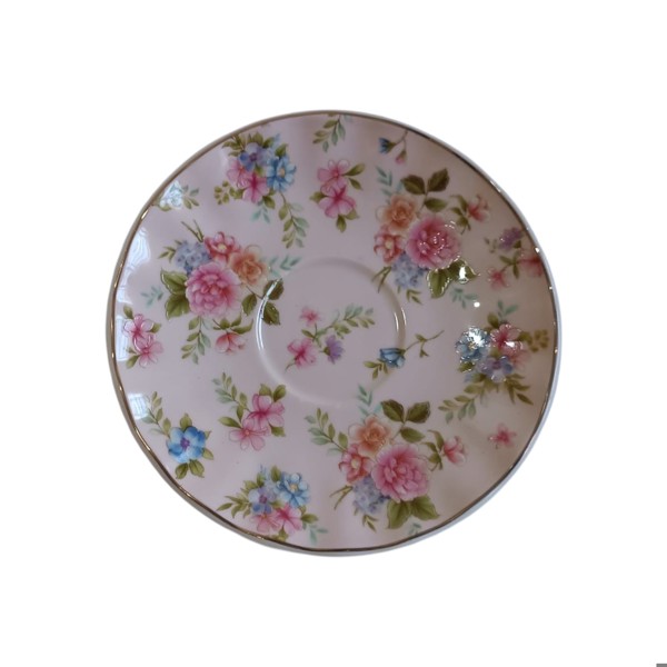 JOGO 6 XICARAS E PIRES CAFE FLORAL ROSA PORCELANA 120ML R.03134