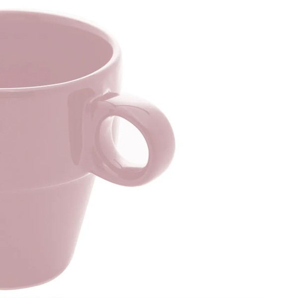 CONJUNTO 6 XICARAS DE CHA EMPILHAVEL ROSA DE CERAMICA 210ML LYOR R.03168