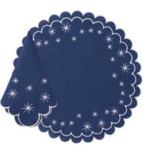 JOGO AMERICANO 45X45CM REDONDO C/GUARDANAPO AZUL C/BRANCO SUPREMO 4533 R.00193