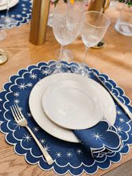 JOGO AMERICANO 45X45CM REDONDO C/GUARDANAPO AZUL C/BRANCO SUPREMO 4533 R.00193