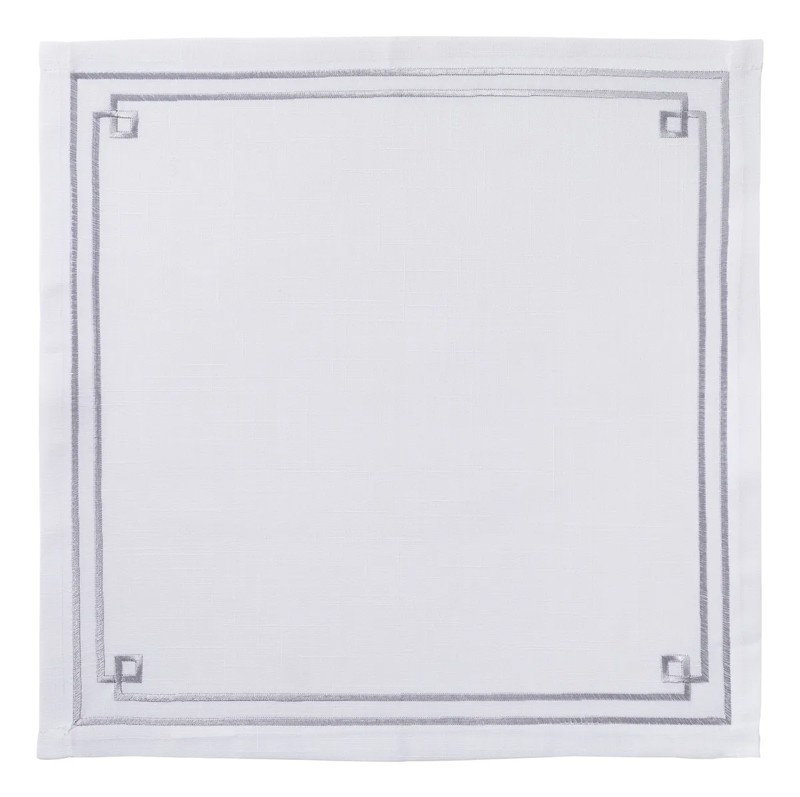 GUARDANAPO 45X45CM BORDADO BRANCO C/PRATEADO 424 R.00186