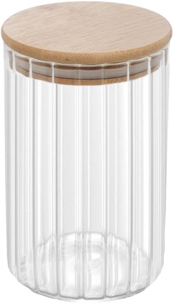 POTE DE VIDRO HERMETICO TAMPA DE BAMBU 700ML ORGANIZADOR RECIPIENTE PARA MANTIMENTOS FRASCO ARMAZENADOR CONDIMENTOS COZINHA MINIMALISTA R.03529