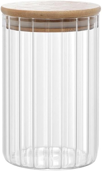 POTE DE VIDRO HERMETICO TAMPA DE BAMBU 700ML ORGANIZADOR RECIPIENTE PARA MANTIMENTOS FRASCO ARMAZENADOR CONDIMENTOS COZINHA MINIMALISTA R.03529