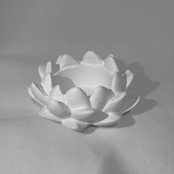 Imagem em Gesso - Castiçal de Flor de Lótus - 7x7x3