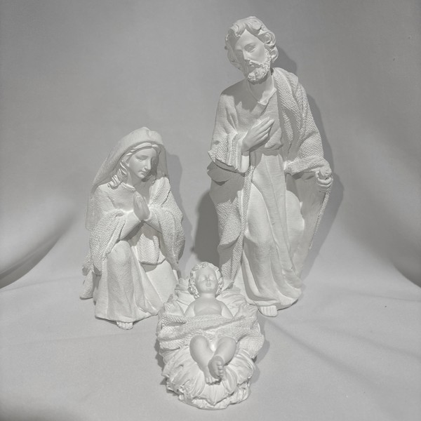 Imagem em Gesso - Sagrada Família para Presépio - Kit 3 peças